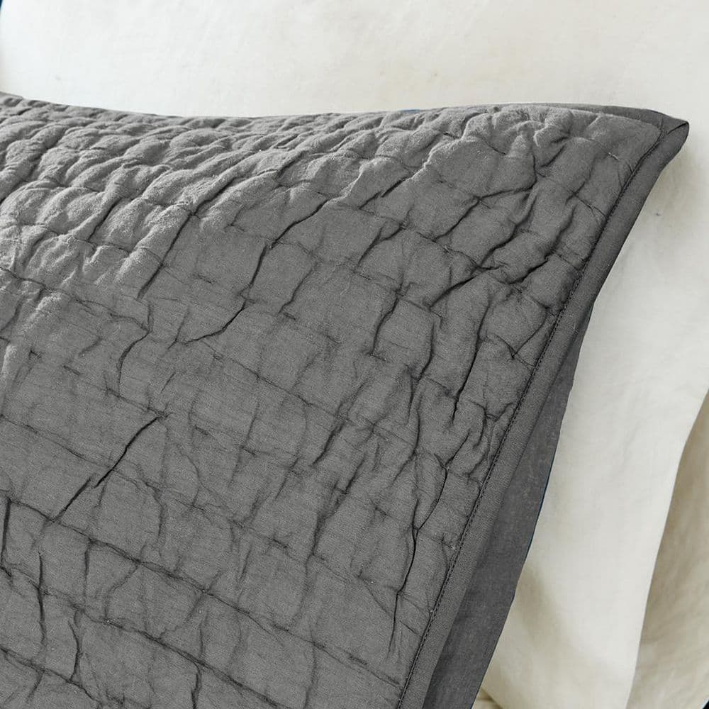 Gray Full Cotton Hand Quilted 3-Piece Quilt Set