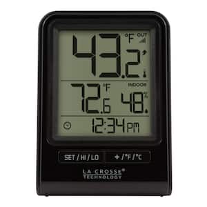 Black Wireless Temperature and Humidity Station with Time