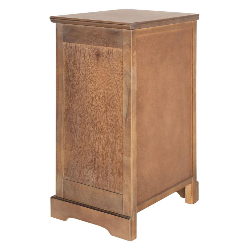 Beige Pine Transitional Rectangular Side Table with Storage