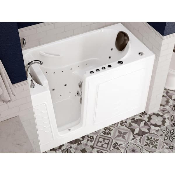 Safe Premier Series 30 in. L x 59 in. W Left Side Drain Combination Jetted Bathtub in White with Microbubbles Technology