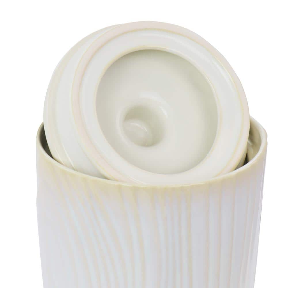 White Ceramic Round Food Storage Canister with Lid