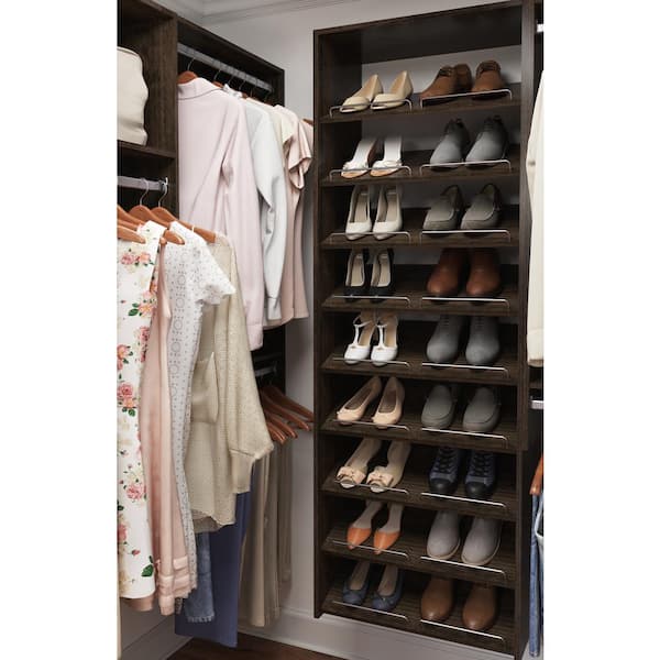 14 in. D x 24 in. W x 0.625 in. H Espresso Wood Shoe Shelves (3-Pack)