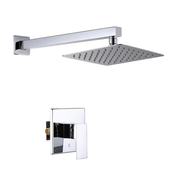 WOWOW Single Handle 1-Spray Shower Faucet 1.8 GPM with High Pressure Valve in Polished Chrome