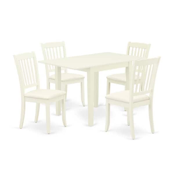East West Furniture 5-Piece Linen White Finish Solid Wood Top - Dining Room Set - Seats 4