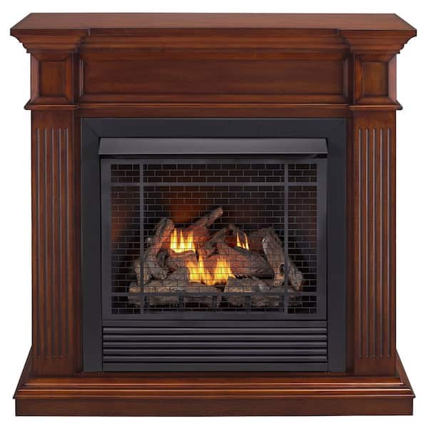 Duluth Forge 32 000 BTU Dual Fuel Vent Free Gas Fireplace Remote Control in Heritage Cherry