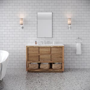 Oakman 48 in. W x 22 in. D x 34.3 in. H Single Sink Bath Vanity in Mango Wood with White Marble Top, Basin and Faucet