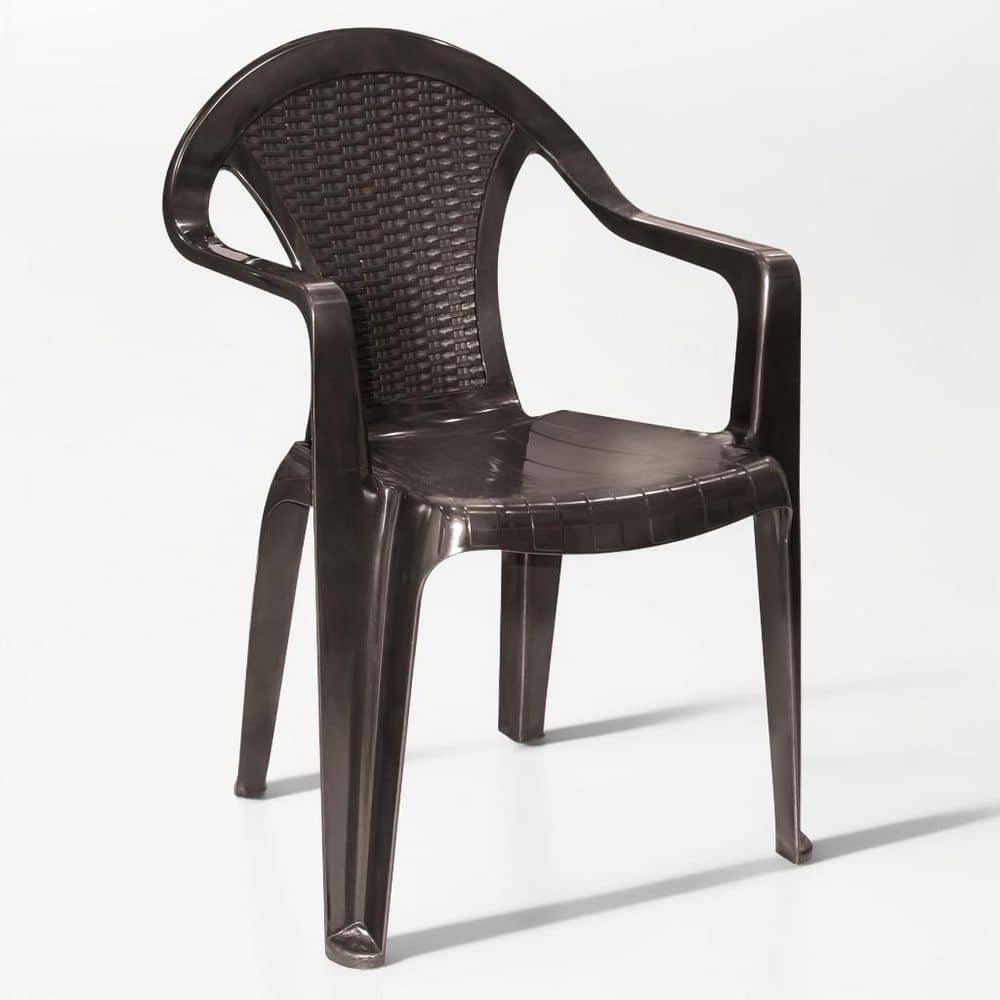 Espresso Polypropylene 4-Person Patio Dining Set with Rattan Look