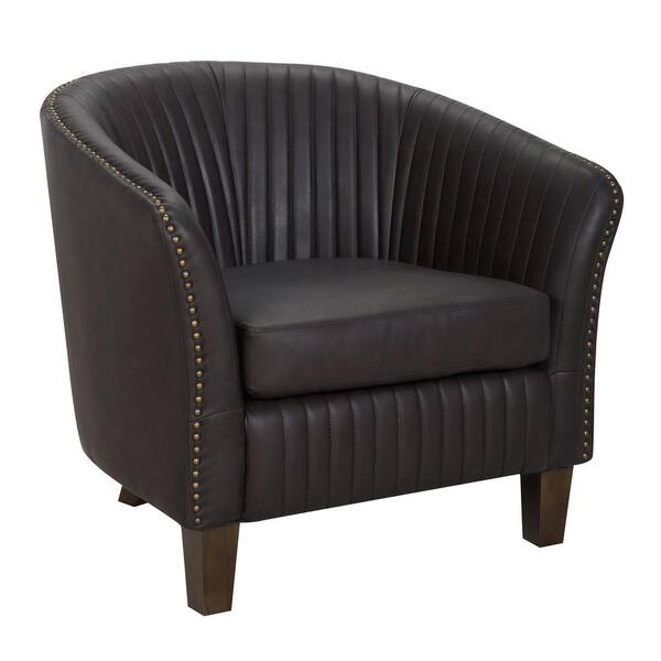 Lumisource Shelton Dark Brown Faux Leather Club Chair