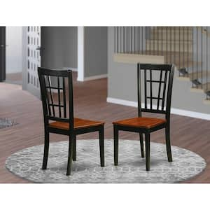 Black and Cherry Wooden Seat Stylish Back Dining Chair (Set of 2)