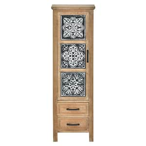 Brown Wood Storage Modern Decorative Cabinet with 1-Door and 2-Drawers