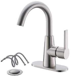 Brushed Nickel Bathroom Sink Faucet/Bar Sink/Pre-Kitchen Sink Faucet with 4 in. Deck Plate