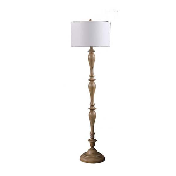 61.5 in. Cream 1-Light Standard Floor Lamp for Living Room, Bedroom with Linen Shade