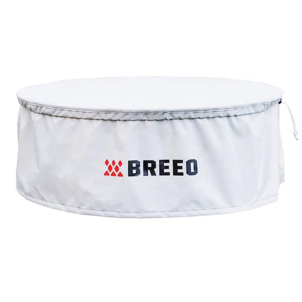 Breeo X Series 30-Fire Pit Cover – Weather-Resistant and Debris Protection – Marine-Grade Polyester with Secure Fit–Light Grey