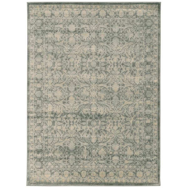 Colosseo Green 5 ft. x 7 ft. Traditional Oriental Vintage Area Rug