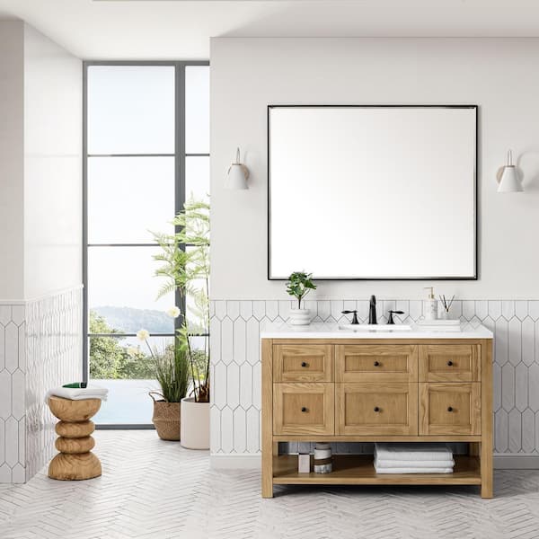 Breckenridge 48.0 in. W x 23.5 in. D x 34.2 in. H Bathroom Vanity in Light Oak with White Zeus Quartz Top