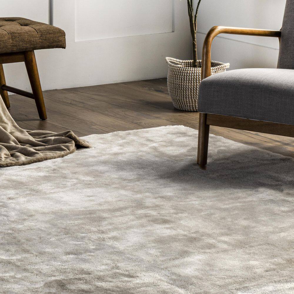 Beige Washable Shag Runner Rug with Non-slip Backing