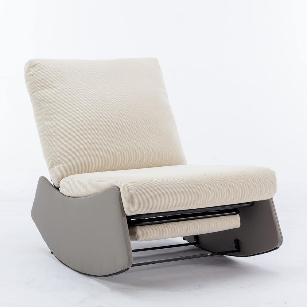 Gray Modern Rocking Chair Recliner Upholstered Rocker Chair with Footrest S