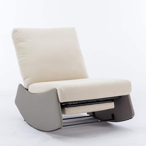 Unbranded Gray Modern Rocking Chair Recliner Upholstered Rocker Chair with Footrest Soft Padded Accent Lounge Chair