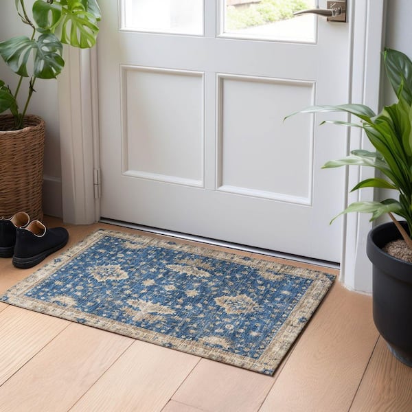 Chantille Machine Washable Indoor/Outdoor Abstract ACN1739 Navy 2 ft. x 3 ft. Accent Rug