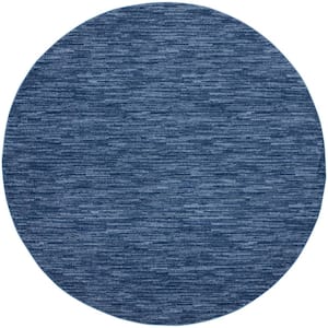 Essentials 10 ft. x 10 ft. Navy Blue Solid Contemporary Round Area Rug