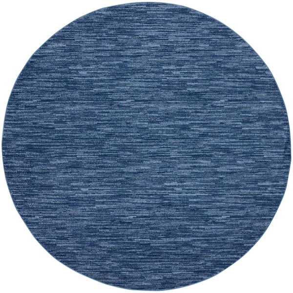 Nourison Essentials 10 ft. x 10 ft. Navy Blue Solid Contemporary Round Area Rug