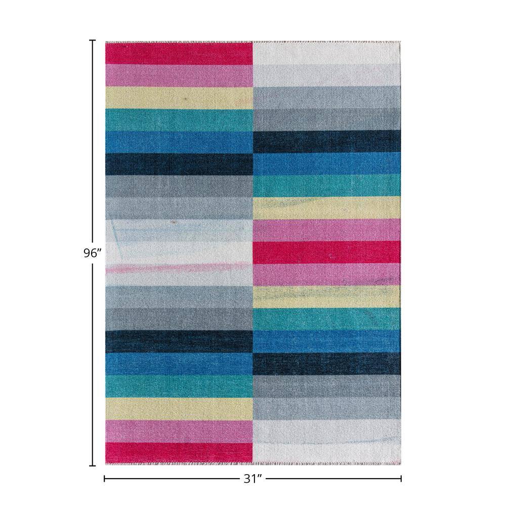 Maisie Multicolor Chenille Geometric Runner Rug, 2'7" x 8'