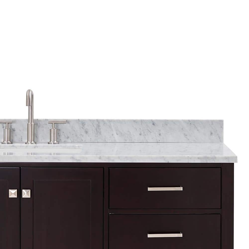 Espresso Solid Wood and Marble Single Basin Vanity Set