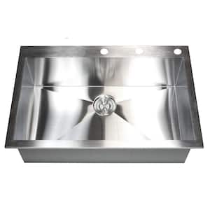 Topmount / Drop-in 16-Gauge Stainless Steel 33 in. x 22 in. x 10 in. Single Bowl Zero Radius Kitchen Sink