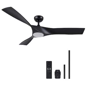 52 in. Smart Indoor Black Standard Ceiling Fan with 3000-6500K LED Light with Remote Control