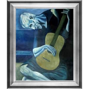 The Old Guitarist by Pablo Picasso Athenian Silver Framed People Oil Painting Art Print 21 in. x 25 in.