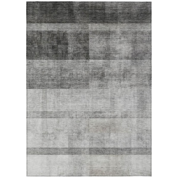 Gray 9 ft. x 12 ft. Woven Solid Color Rectangle Indoor/Outdoor Area Rug