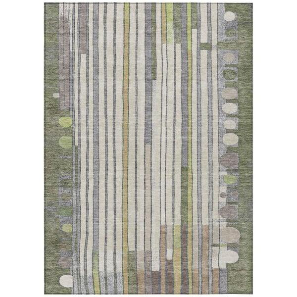 Chantille Machine Washable Indoor/Outdoor Abstract ACN2189 Olive 2 ft. 6 in. x 3 ft. 10 in. Area Rug