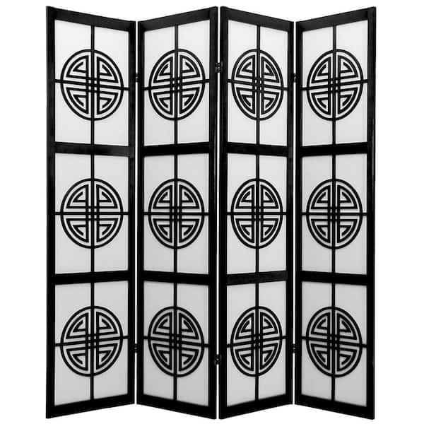 6 ft. Black 4-Panel Room Divider