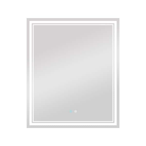 Unbranded 36 in. W x 36 in. H LED Square Frameless Dimmable Wall Bathroom Vanity Mirror in Sliver