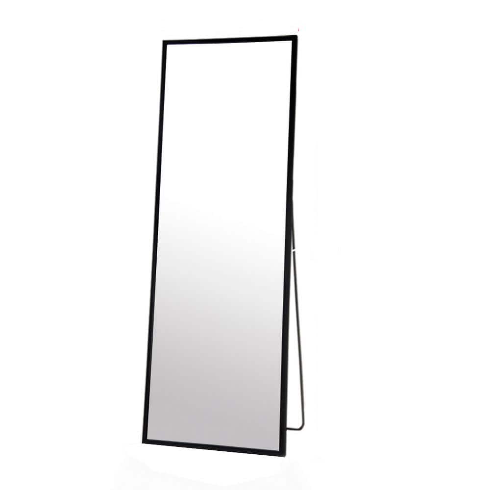 24 in. x 65 in. Modern Simple Rectangle Black Aluminum Framed Floor Decorat