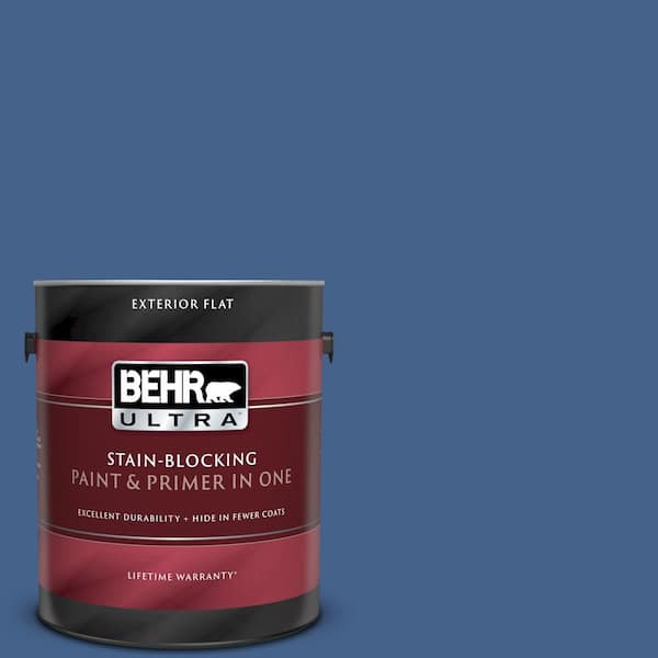 BEHR ULTRA 1 gal. #UL240-21 Mosaic Blue Flat Exterior Paint and Primer in One