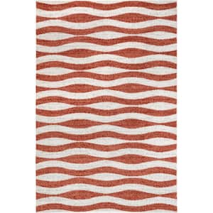 Tristan Contemporary Waves Pink 5 ft. x 8 ft. Area Rug