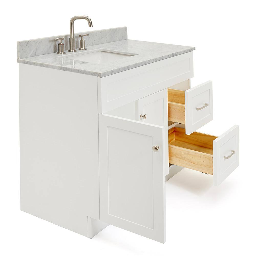 White Carrara Marble Top Single Basin Vanity Set
