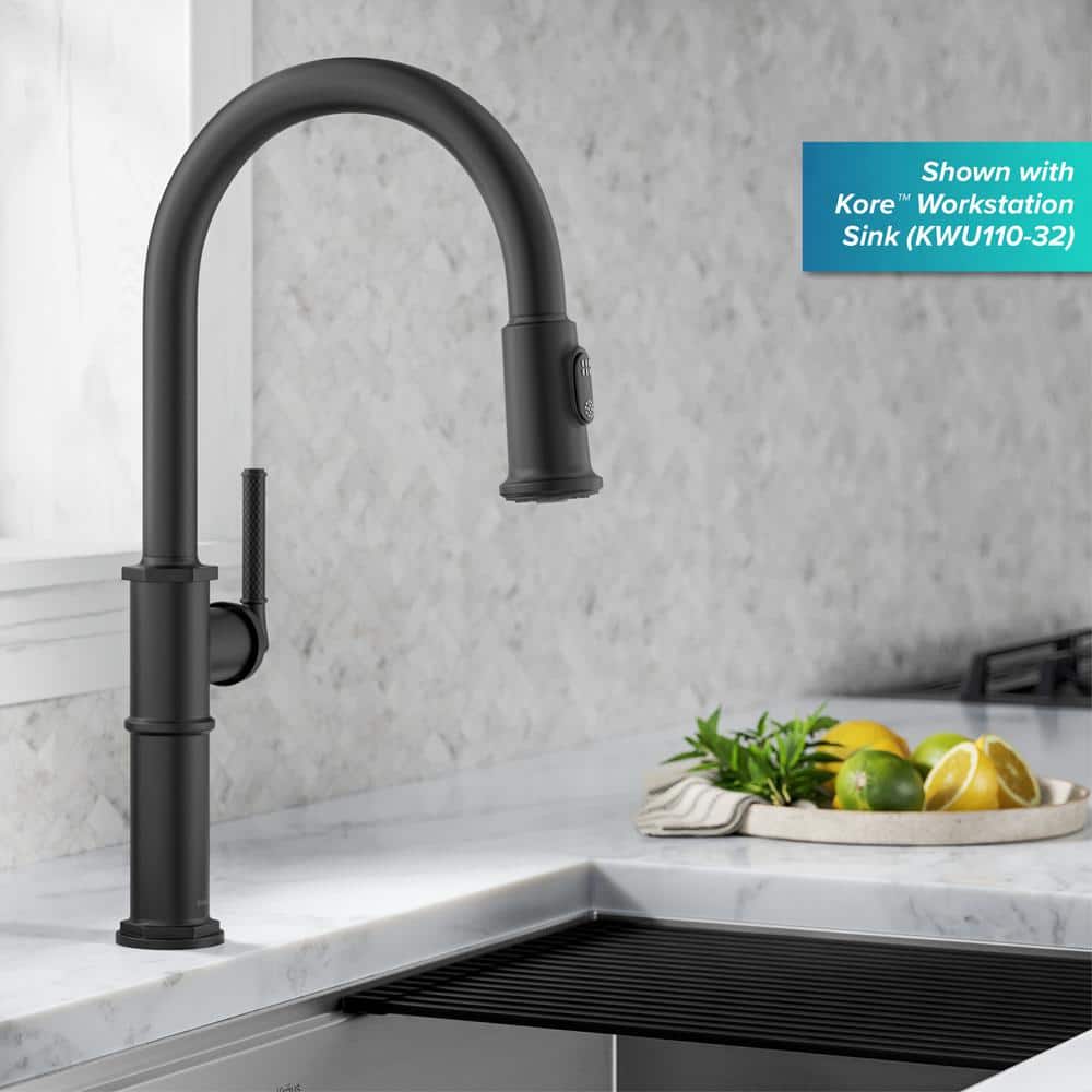 Matte Black Brass Pull-Down Single Handle Kitchen Faucet