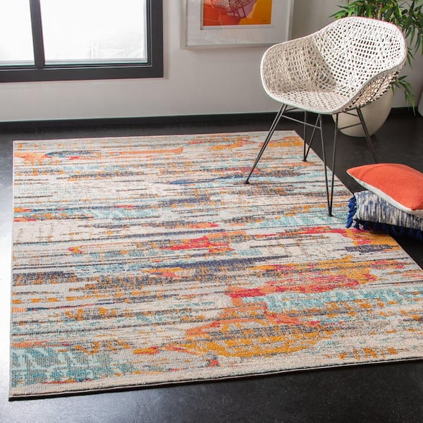 Madison Ivory/Multi Doormat 3 ft. x 5 ft. Geometric Area Rug