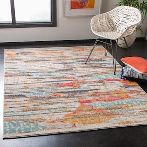 Madison Ivory/Multi 4 ft. x 6 ft. Abstract Striped Area Rug