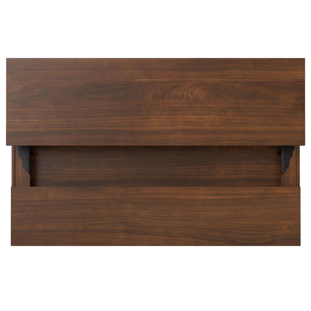 Walnut and Black Lift-Top Coffee Table with Storage