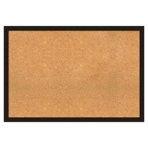 Espresso Brown Wood Framed Natural Corkboard 38 in. x 26 in. Bulletin Board Memo Board