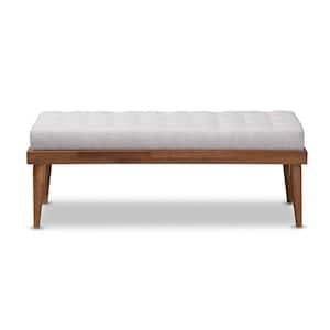 Linus Grayish Beige and Walnut Bench