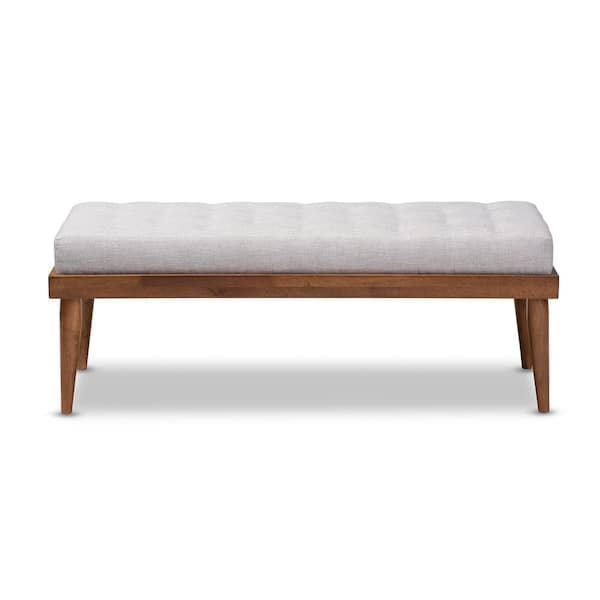Baxton Studio Linus Grayish Beige and Walnut Bench