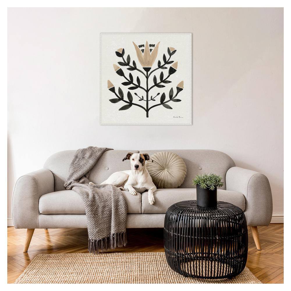 Beaded Perimeter Botanic-Inspired Canvas Tapestry