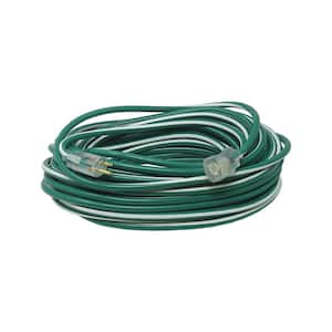 80 ft. 12/3 SJTW Outdoor Heavy-Duty Extension Cord with Power Light Plug, Green/White