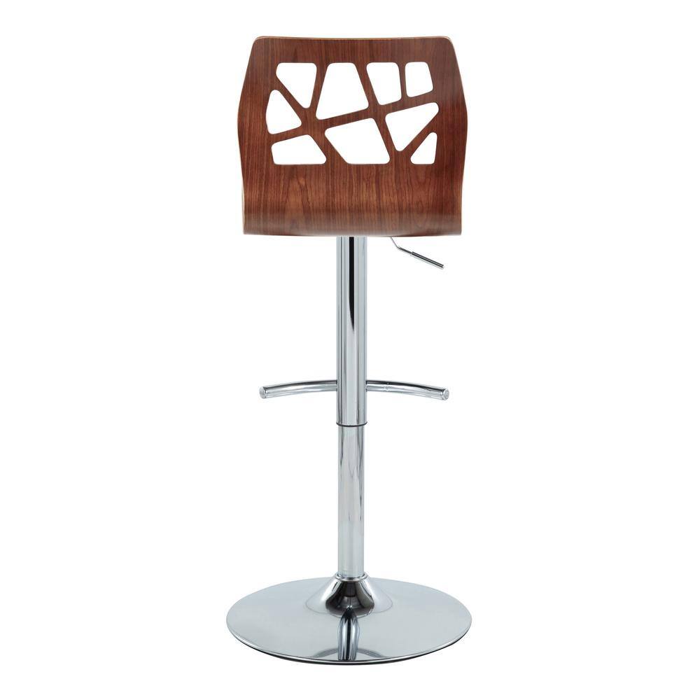 Teal and Walnut Adjustable Swivel Bar Stools with Metal Base