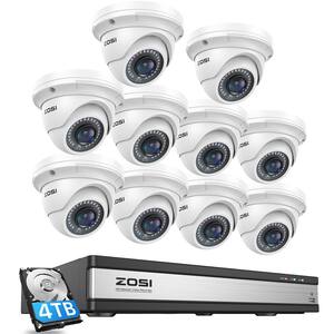 4K UHD 16-Channel 5MP POE NVR Security Camera System with 4TB HDD and 10 Wired Outdoor IP Dome Cameras