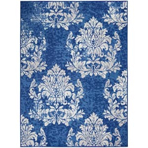 Whimsicle Navy Ivory 6 ft. x 9 ft. Floral Farmhouse Area Rug